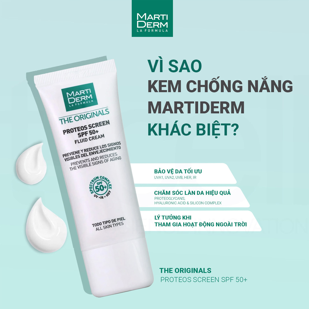 Kem Chống Nắng MartiDerm Phổ Rộng Bảo Vệ Toàn Diện SPF50+ Fluid Cream 40ml