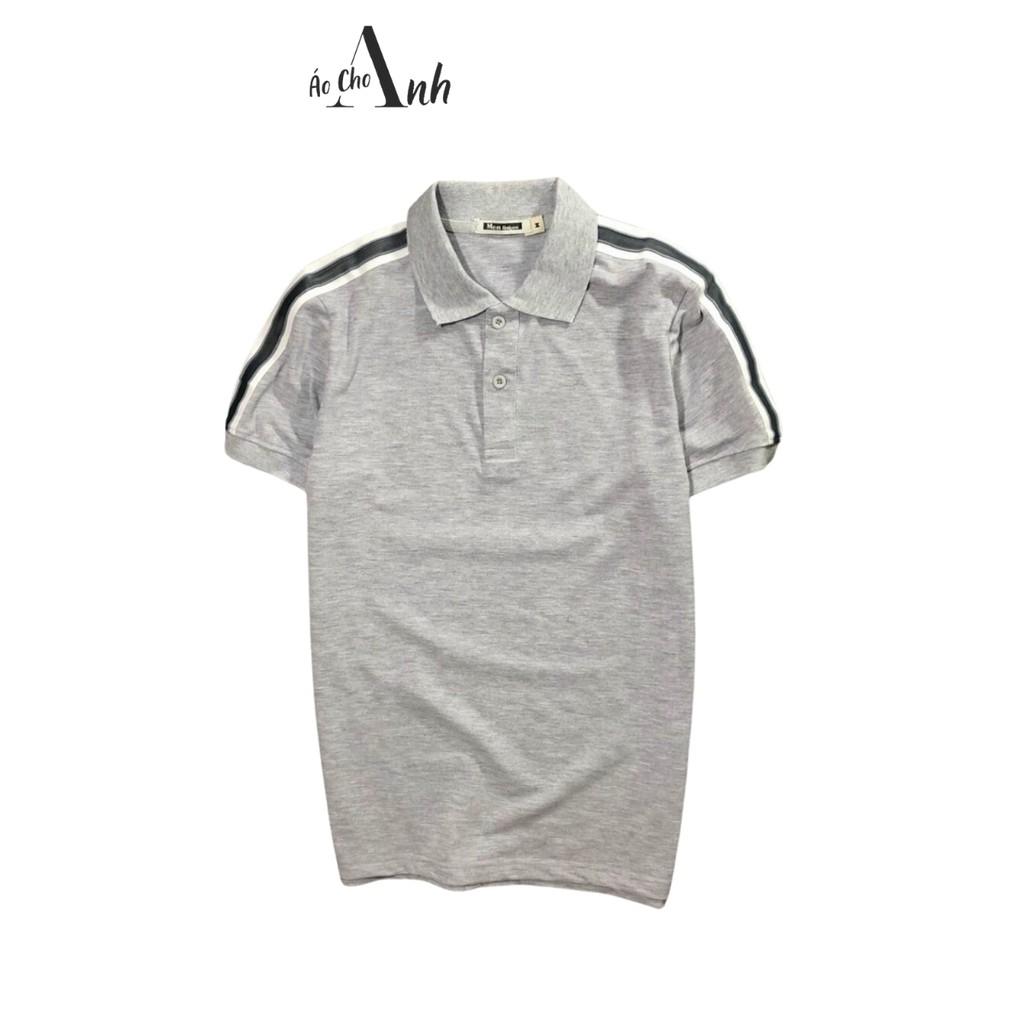 Áo thun nam có cổ Hàn Quốc chất vải cá sấu cực mịn phối viền vai BIGSIZE - A111