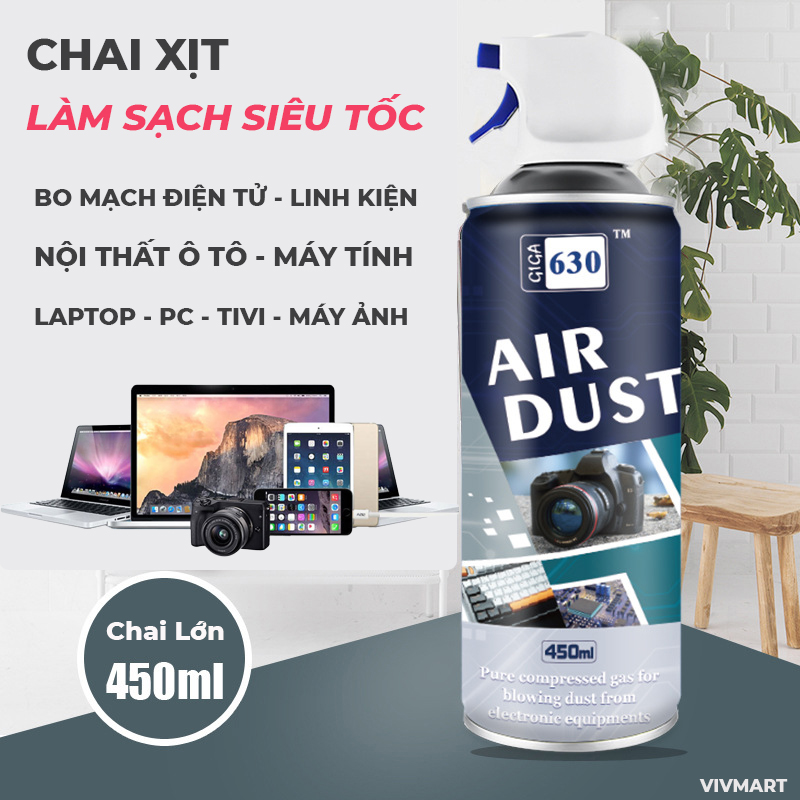 Chai Xịt Air Duster Làm Sạch Nhanh Bo Mạch Điện Tử, Linh Kiện, Máy Ảnh, Bàn Phím, Màn Hình Laptop, Ti Vi, Điện Thoạị