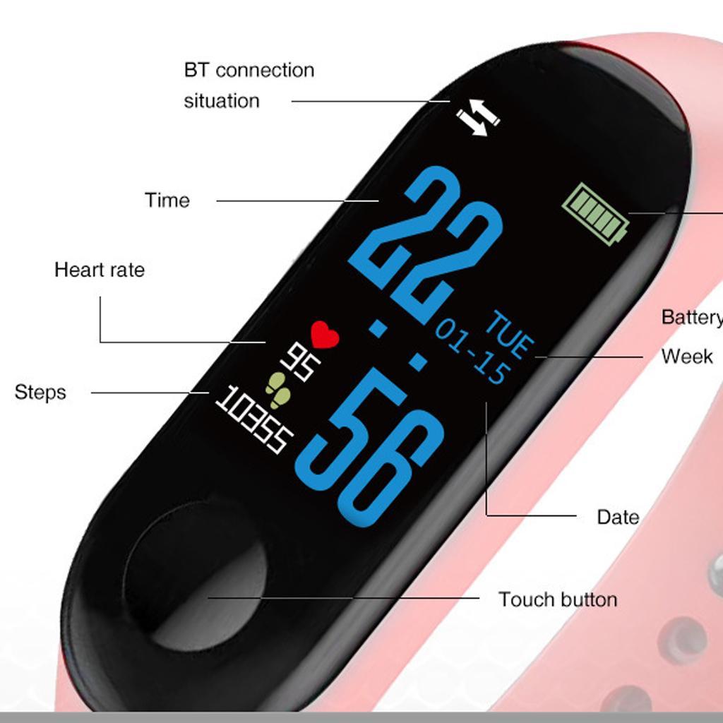 M3 Bluetooth Smart Watch Heart Rate / Blood Pressure Monitor Tracker Black