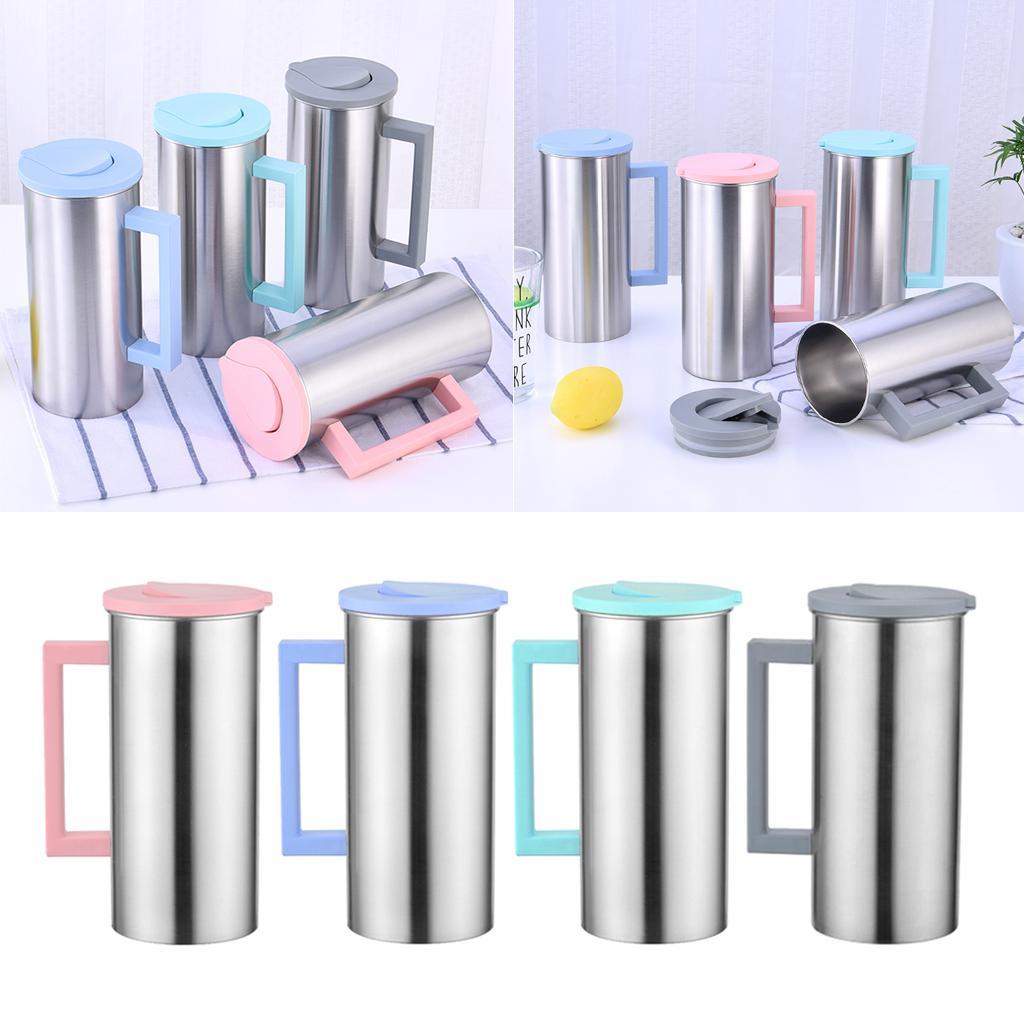 2 Pcs Stainless Steel 1.8 Litre Water Pitcher Pink Jug Kitchen Restaurant