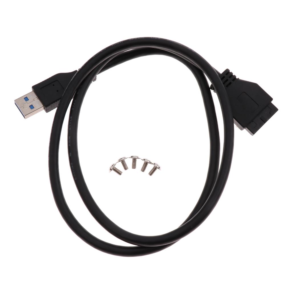 Black 19-Pin Bracket Cable to 4 Ports USB 3.0 Front Panel Expansion Bay Hub for PC