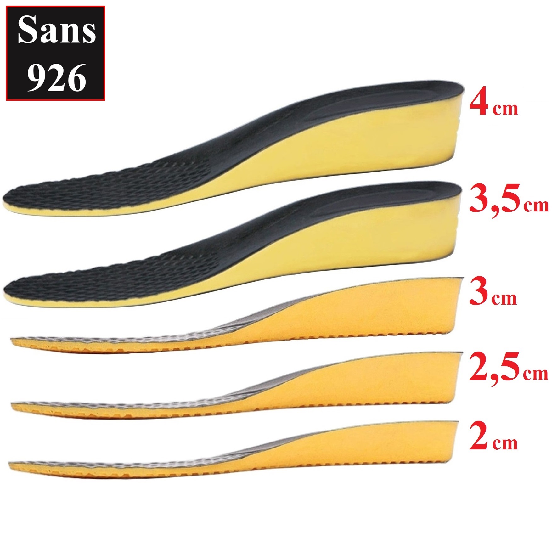 Lót giày tăng chiều cao Sans926 miếng nâng độn đế giầy hack 5cm 4cm 3cm 2cm cao su nam nữ Sans Shop