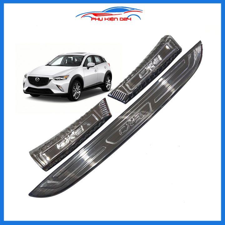 Ốp chống trầy cốp Mazda CX3 2021-2022 vân titan bảo vệ làm đẹp xe