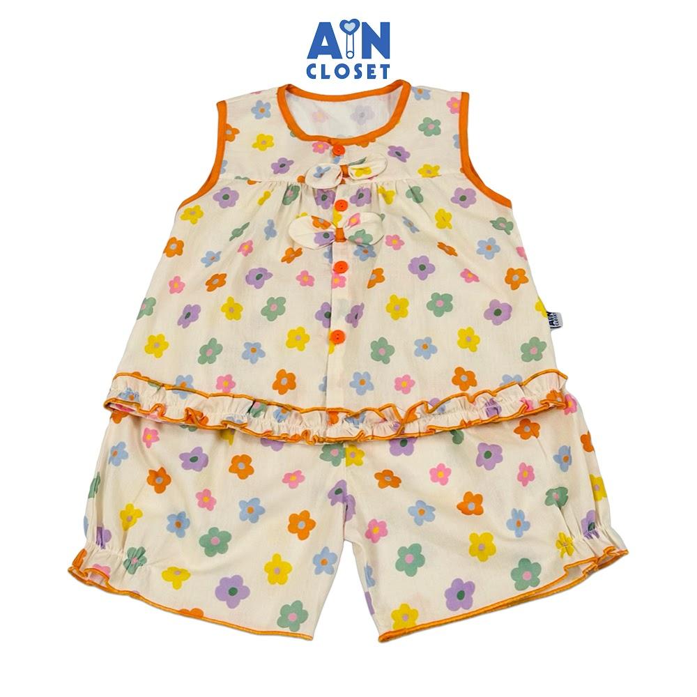 Bộ quần áo Ngắn bé gái họa tiết Hoa Cam Nơ cotton - AICDBGCHR2BZ - AIN Closet