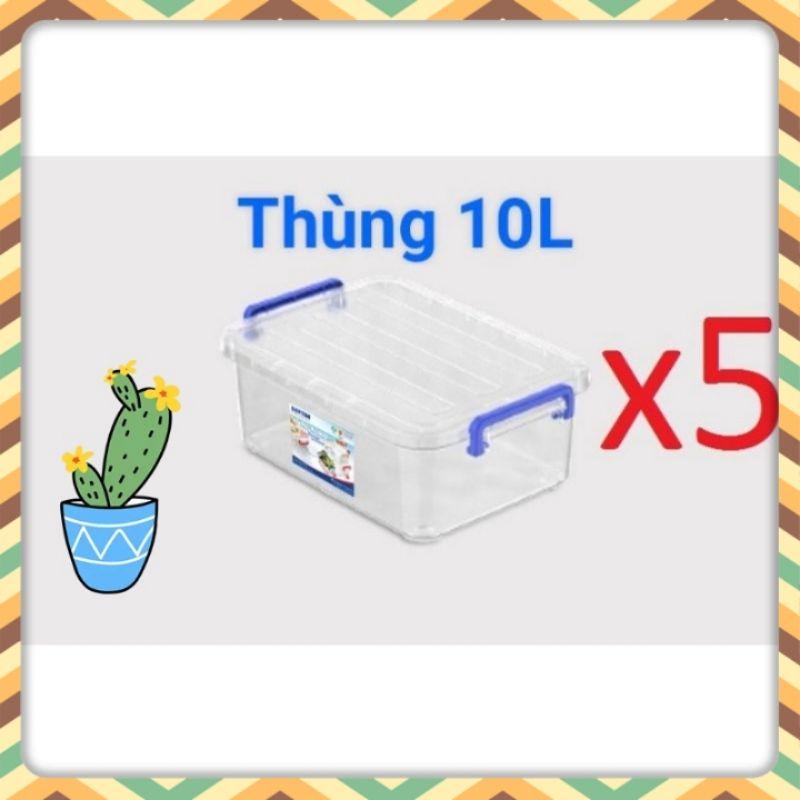 Bộ 5 Thùng Nhựa Trong 10L 43*28*1