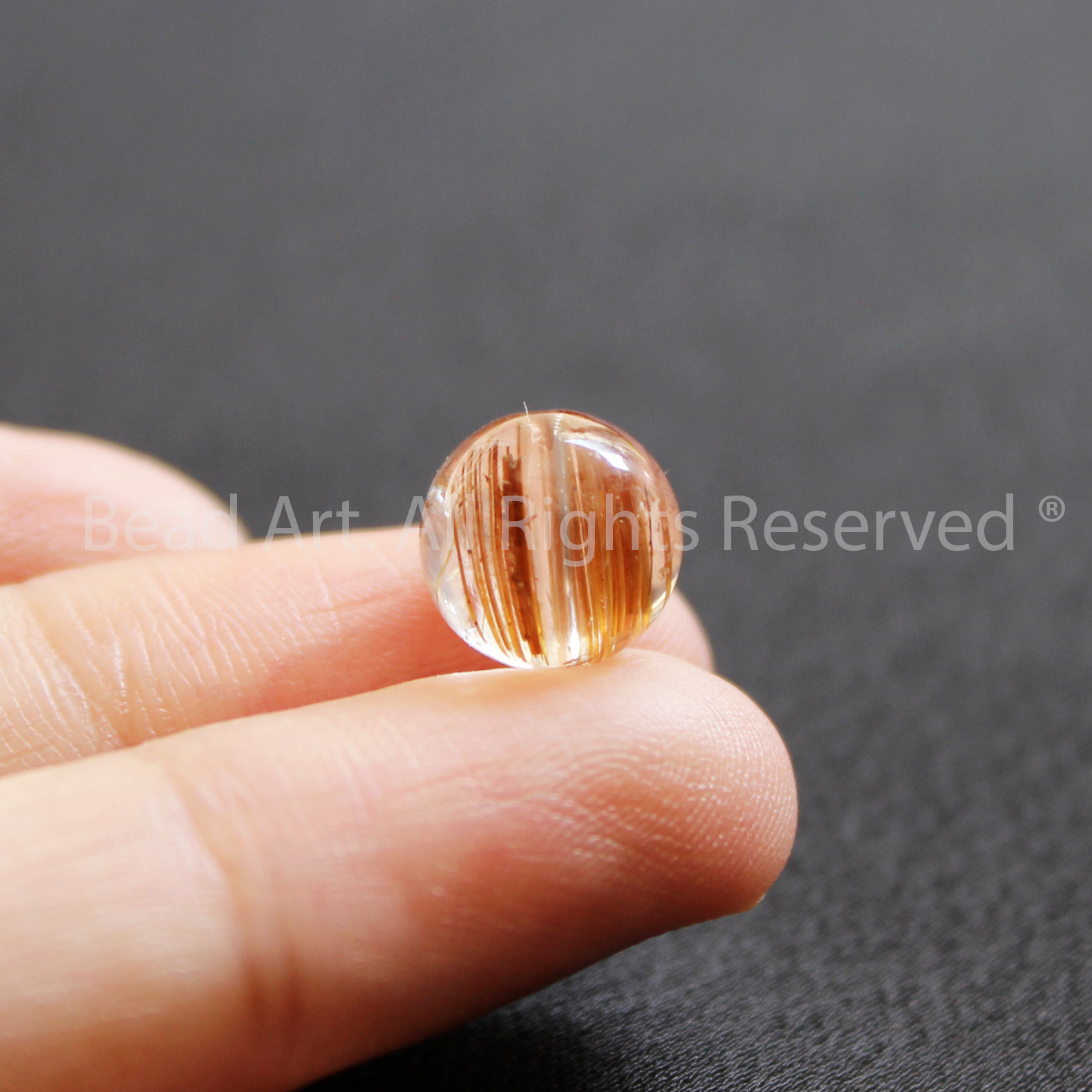9MM Thạch Anh Tóc Nâu Tự Nhiên Dạng Tròn Loại A, Đá Phối Vòng Tay Phong Thuỷ, Đá Làm Trang Sức, Chuỗi Hạt, Mệnh Thổ, Kim - Bead Art