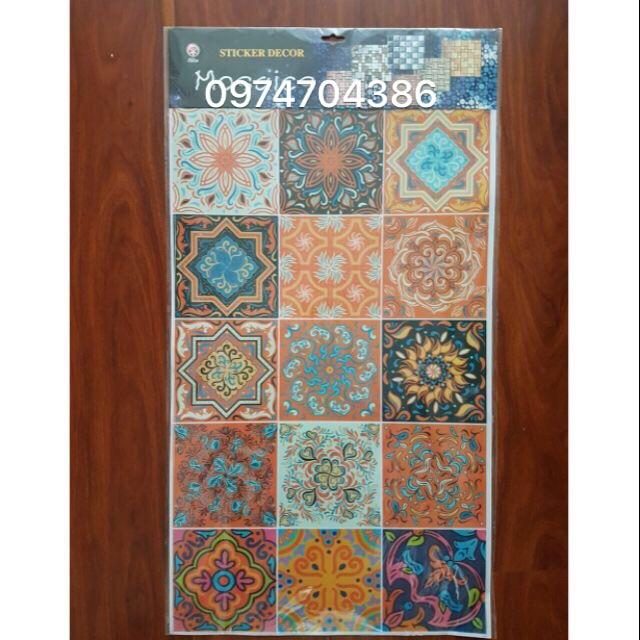 Decal gạch bông dán bếp kt 15x15