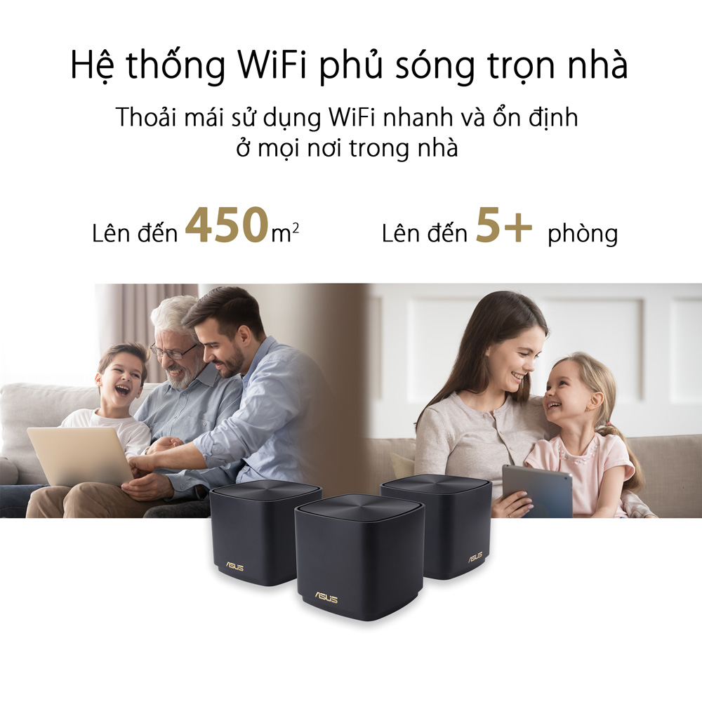 Hệ thống MESH WI-FI 6 ASUS XD4 (B-2-PK) Mini ZenWiFi AX1800 Băng Tần Kép - Hàng Chính Hãng