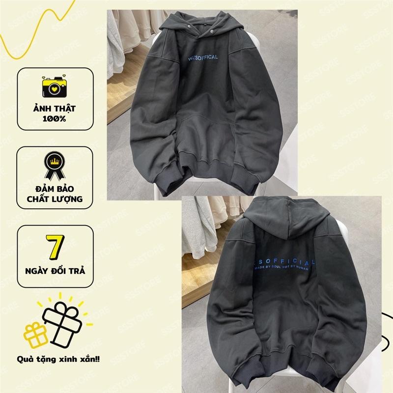 áo Hoodie nỉ WZSOFF màu đen xám unisex ảnh thật SSSTore ( nam nữ mặc đều được )