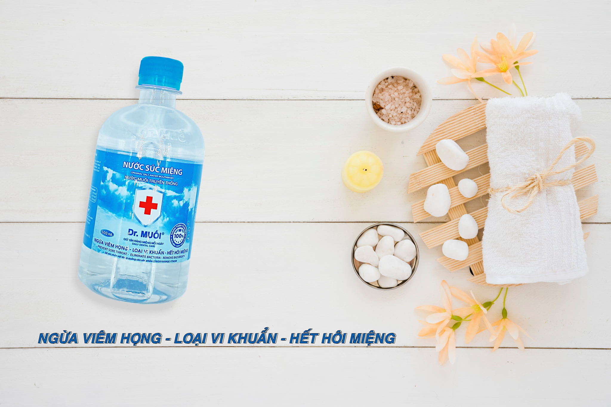 Nước súc miệng Dr. Muối truyền thống -Loại vi khuẩn, ngừa viêm họng, hết hôi miệng, chống sâu răng