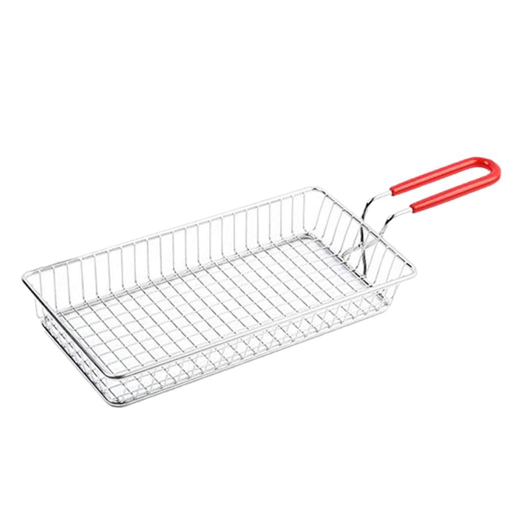 Rectangle Stainless Steel Fried Basket Strainer Fried Chicken Chips Colander