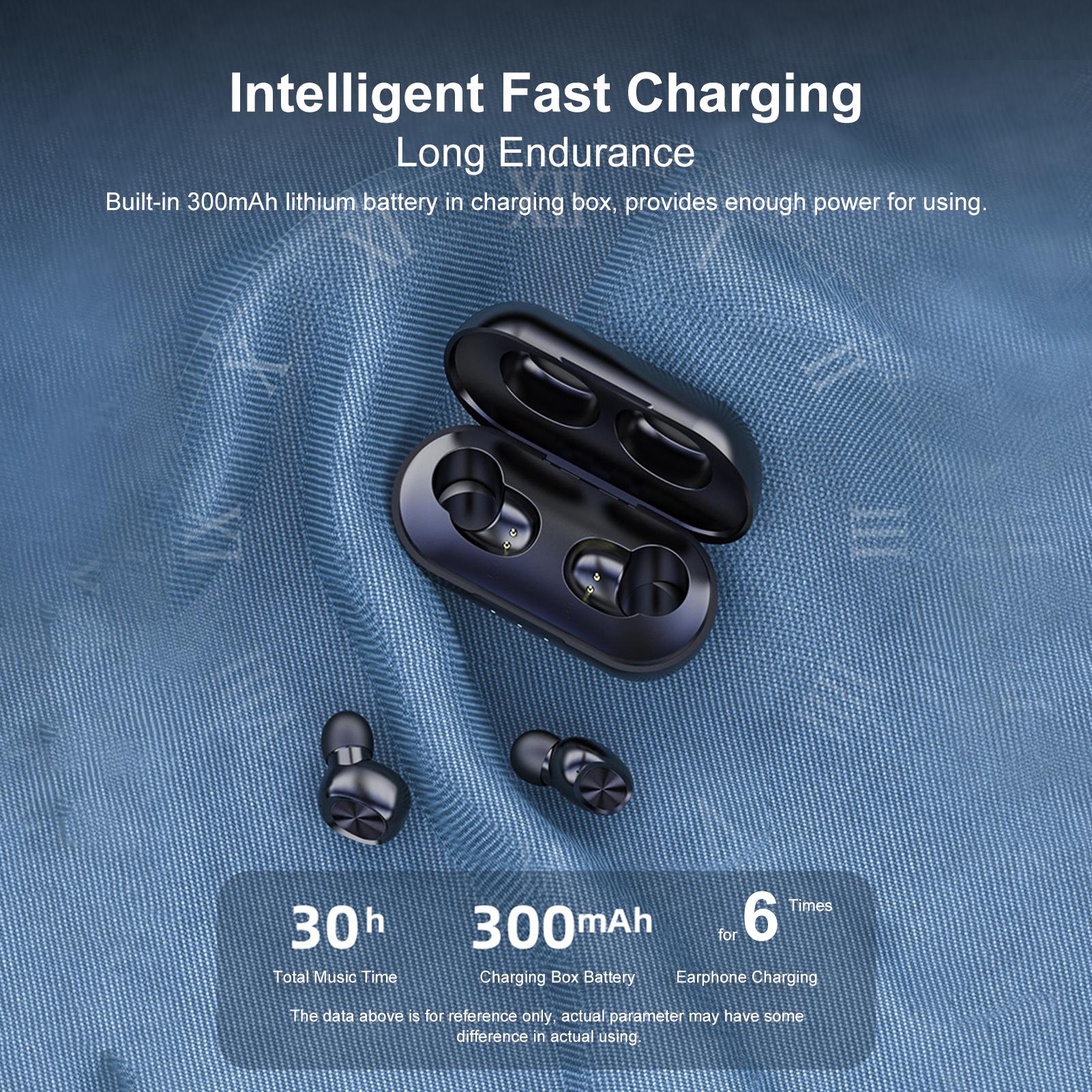 Tai nghe không dây Stereo BT Tai nghe Mini Binaural In-Ear Giảm tiếng ồn Kết nối tự động Earbud chống thấm nước
