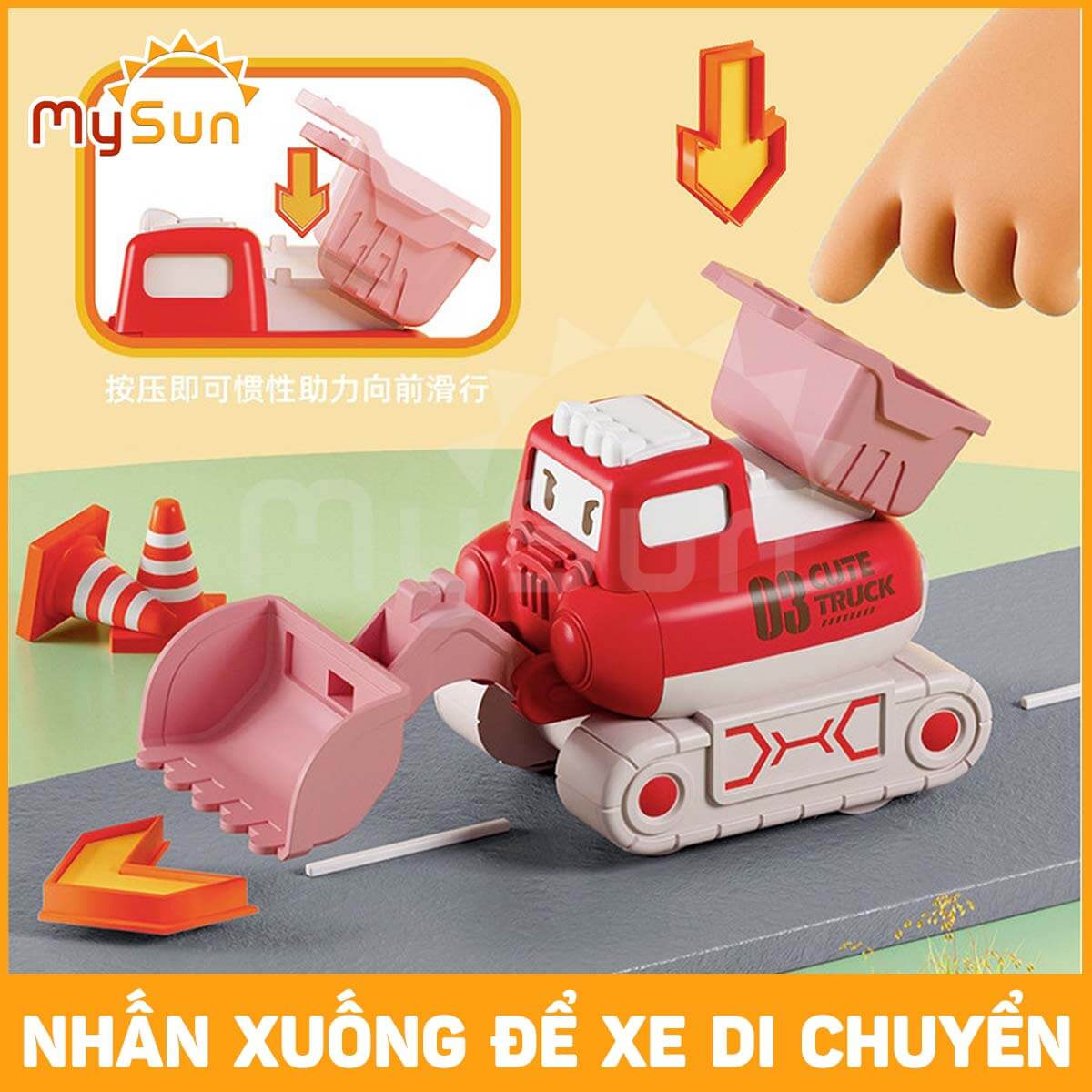 Ô tô đồ chơi trẻ em mô hình xe công trình máy xúc, múc, xe ủi đất cho bé MySun