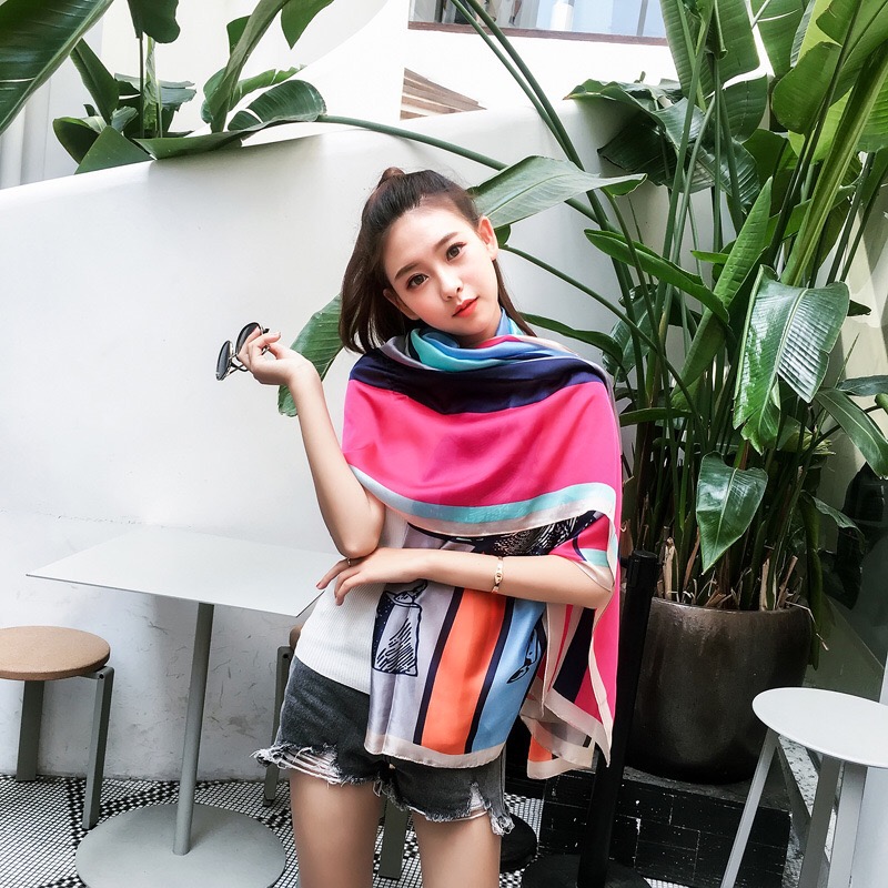 Khăn choàng lụa quàng cổ cao cấp cho nữ khăn quà tặng thời trang che nắng, du lịch, đi tiệc, đi chơi sang trọng, thanh lịch size 180*90cm - Mã LATH Lemon SA