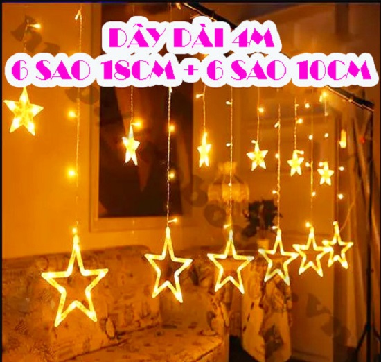 Dây đèn led ngôi sao trang trí giáng sinh, tết năm mới đẹp