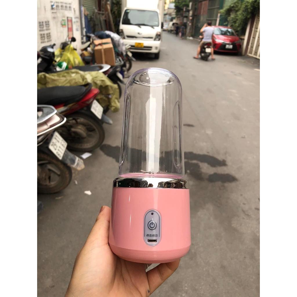 Máy xay sinh tố mini 6 lưỡi cầm tay dung tích 300ml đa năng sạc điện có thể xay đá viên - T2K Shop