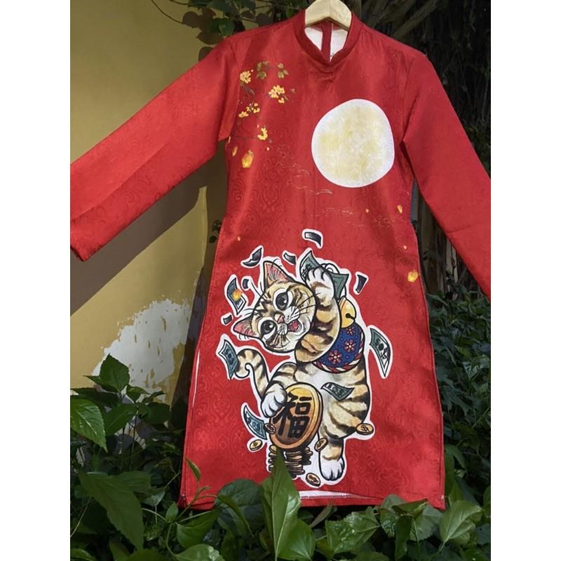 Áo dài mèo thần tài may mắn