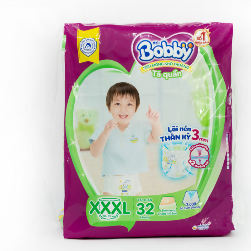 Tã quần Bobby size XXXL 34/32 miếng (cho bé 20 - 35 kg)