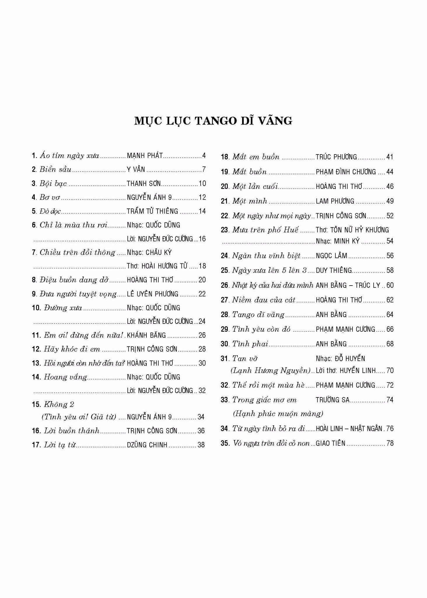 Tuyển Tập Những Ca Khúc Trữ Tình - Tango Dĩ Vãng