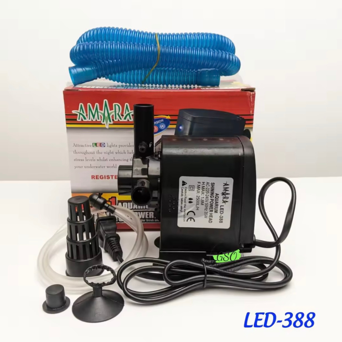 Máy lọc nước bể cá có đèn Led Amara led 388- 35w, Đèn leb cho bể cá huyền ảo ,lọc cặn tạo oxi