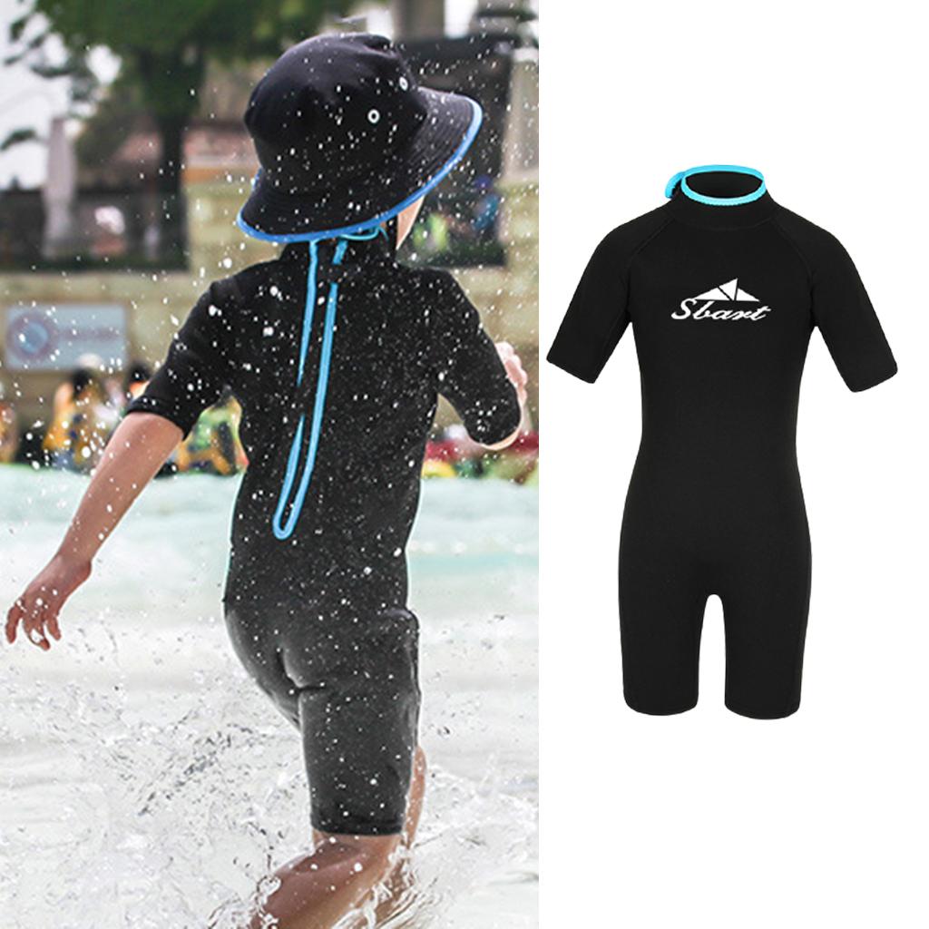 Kids One Piece Swimsuit Toddlers Surfing Diving Swimwear Girls Boys Short Wet Suit Child Sun Protection