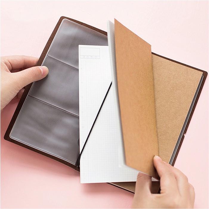 Sổ Tay Slim Notebook Ruột Refill Travel Journal Notebook Bìa Giấy Kraft