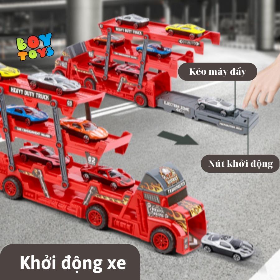 Hộp đồ chơi xe Container 3 tầng vận chuyển 8 xe cho bé thỏa sức vui chơi