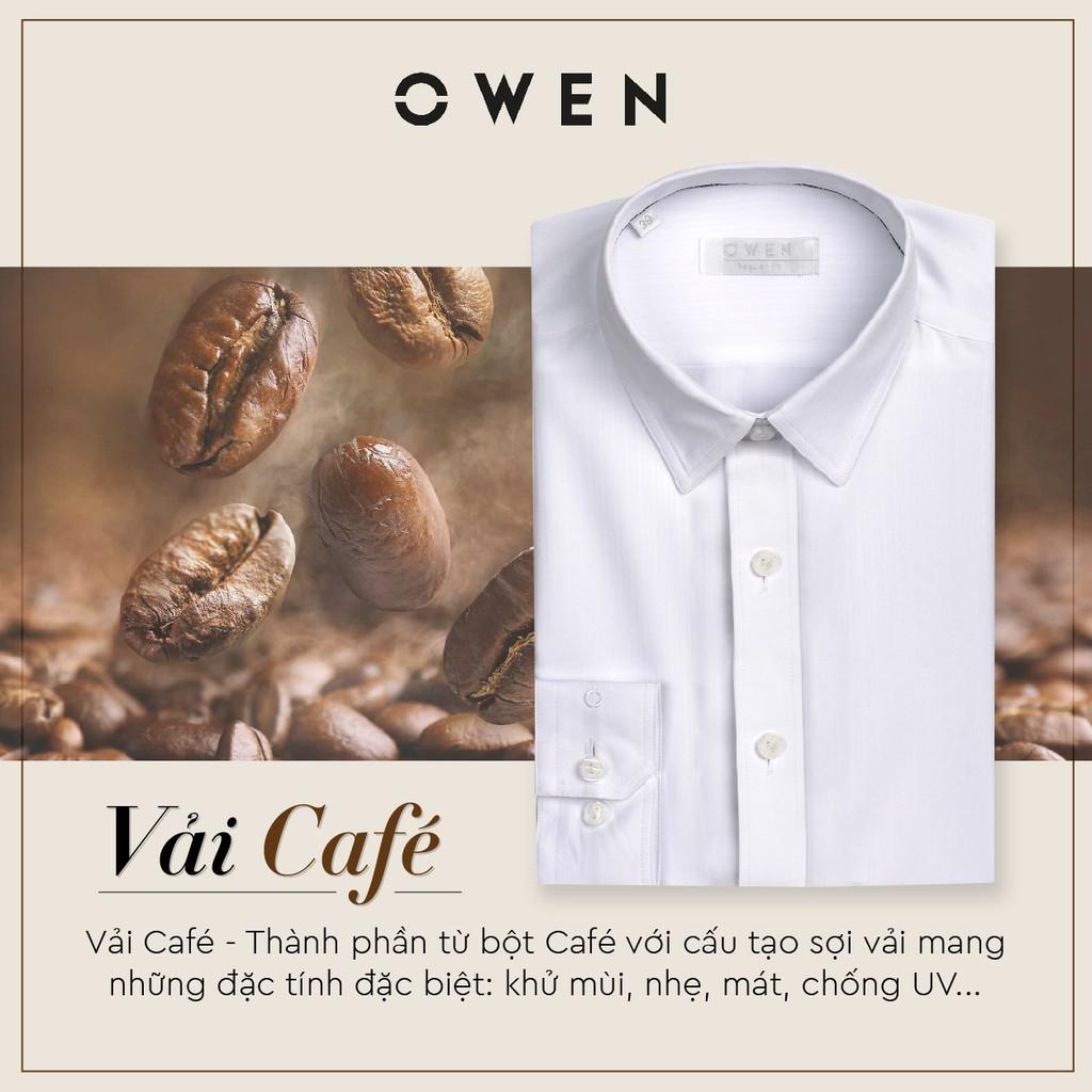 Aó sơ mi Owen dài tay màu trắng chất Cafe 22325 - Áo sơ mi trắng dài tay có túi