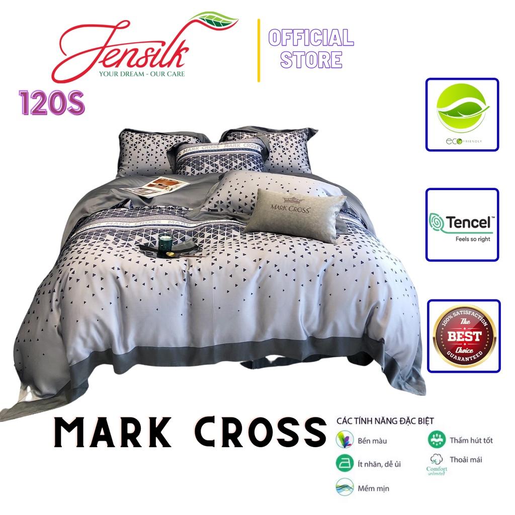 Bộ chăn ga gối cao cấp 100%Tencel 120s Mark Cross, phong cách sang trọng Italia, siêu mềm mát, mịn