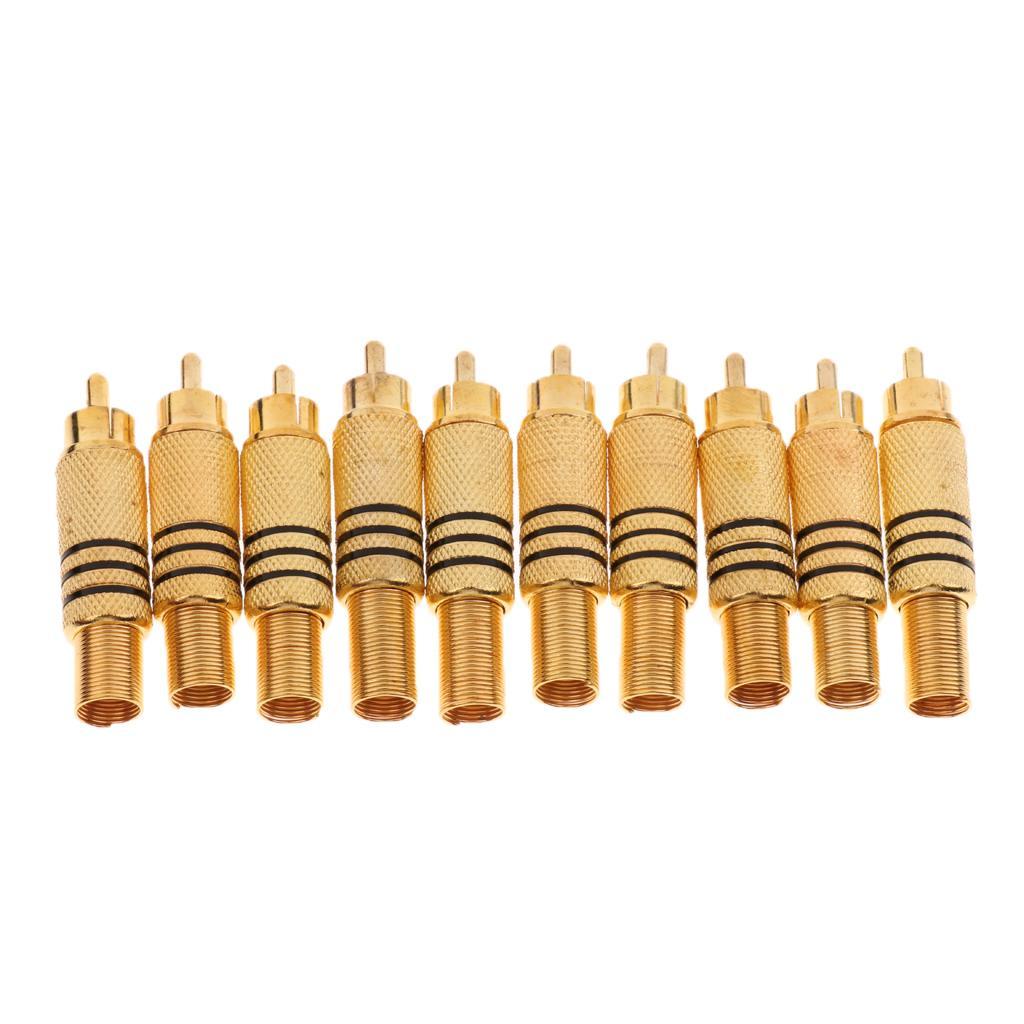 10xRCA Male Plug Solder Audio Video Cable Cord Adapter Connector Gold Plated