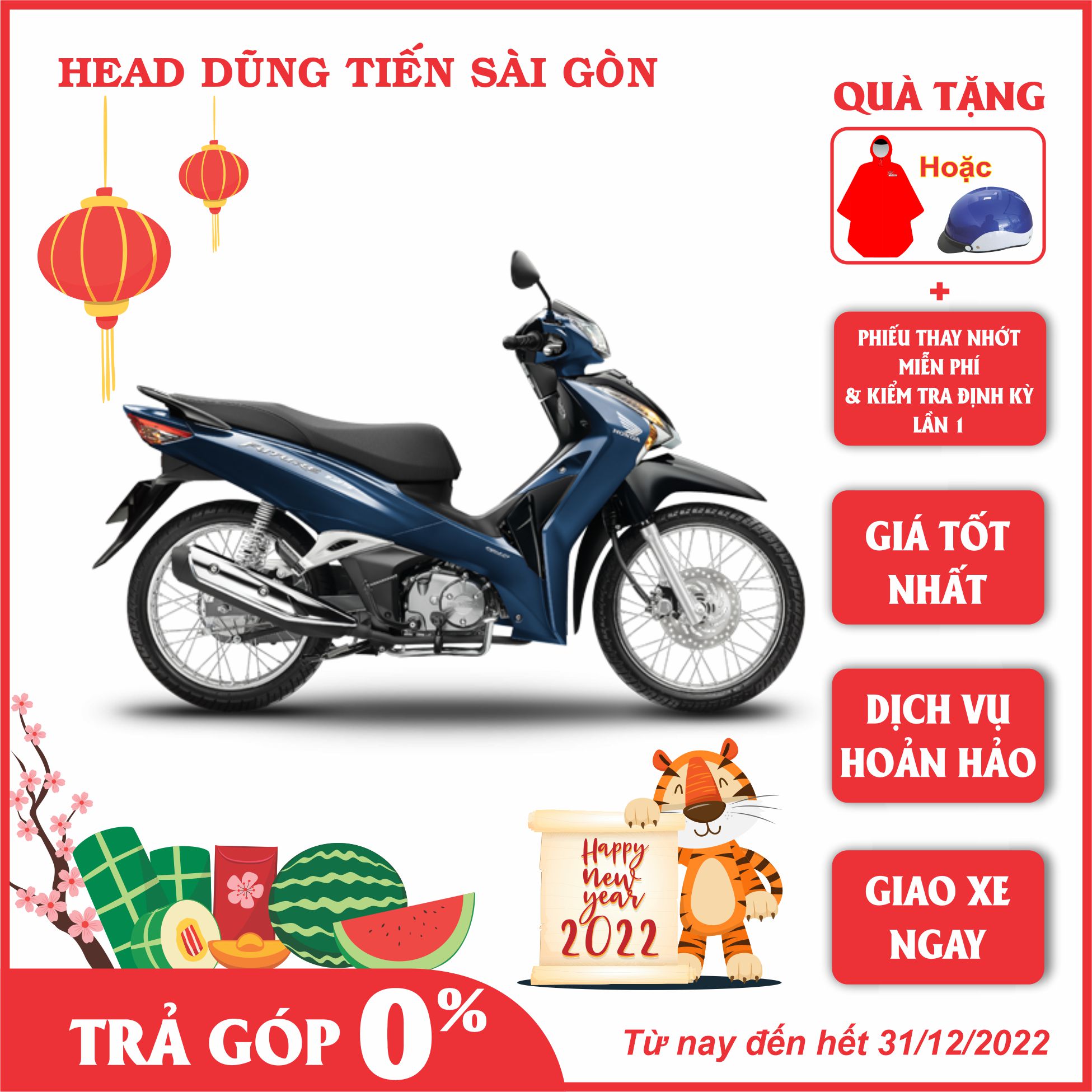 Xe Máy Honda Future Tiêu chuẩn 2022 (Phanh đĩa nan hoa) - Xanh Đen