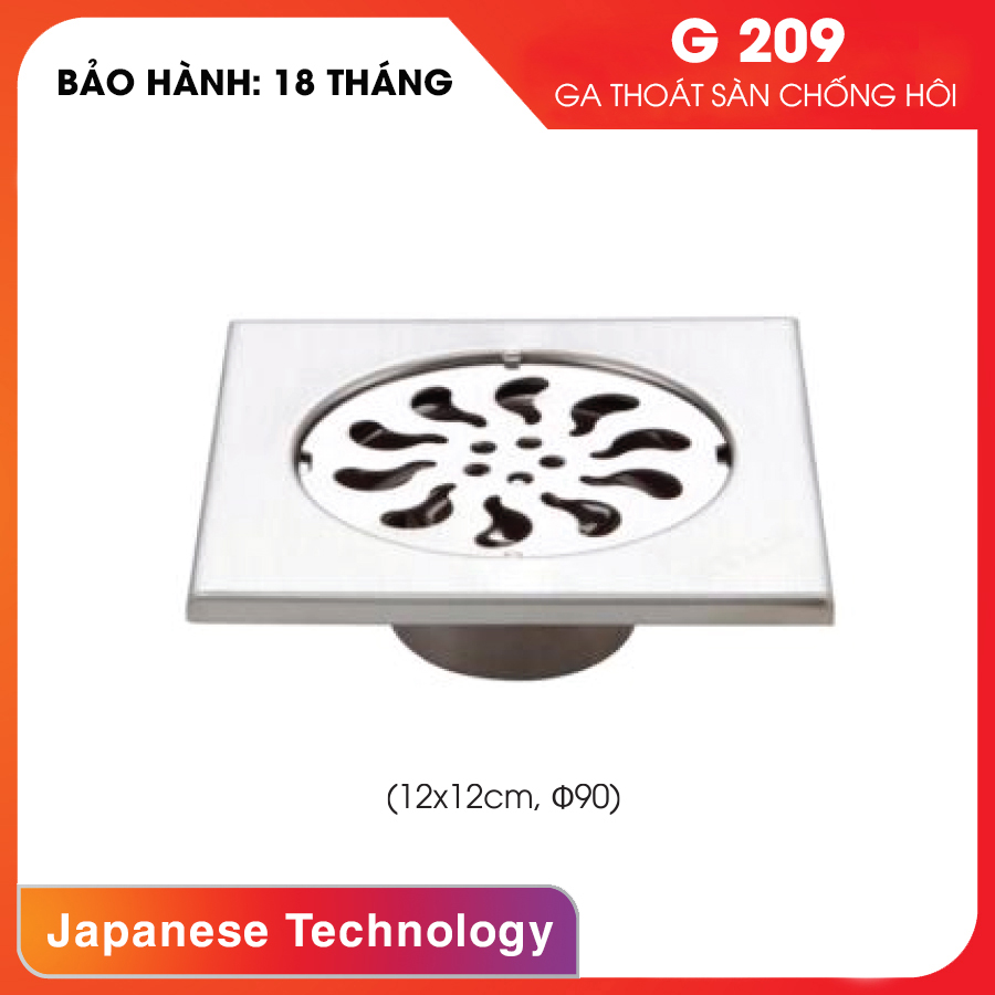 Ga thoát sàn chống hôi Inox - Φ90 G209