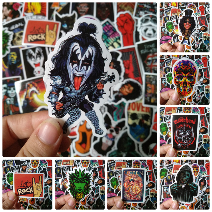 Bộ Sticker dán cao cấp chủ đề ROCK - Dùng dán Xe, dán mũ bảo hiểm, dán Laptop