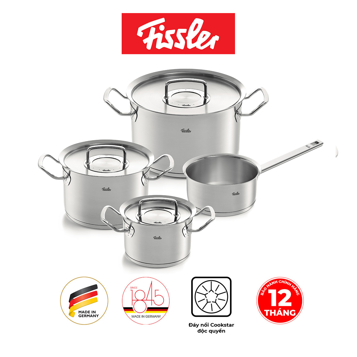 Bộ nồi 4 món Fissler OPC2 Original-Profi Collection cao cấp nắp inox, hàng chính hãng 100% sản xuất tại Đức.
