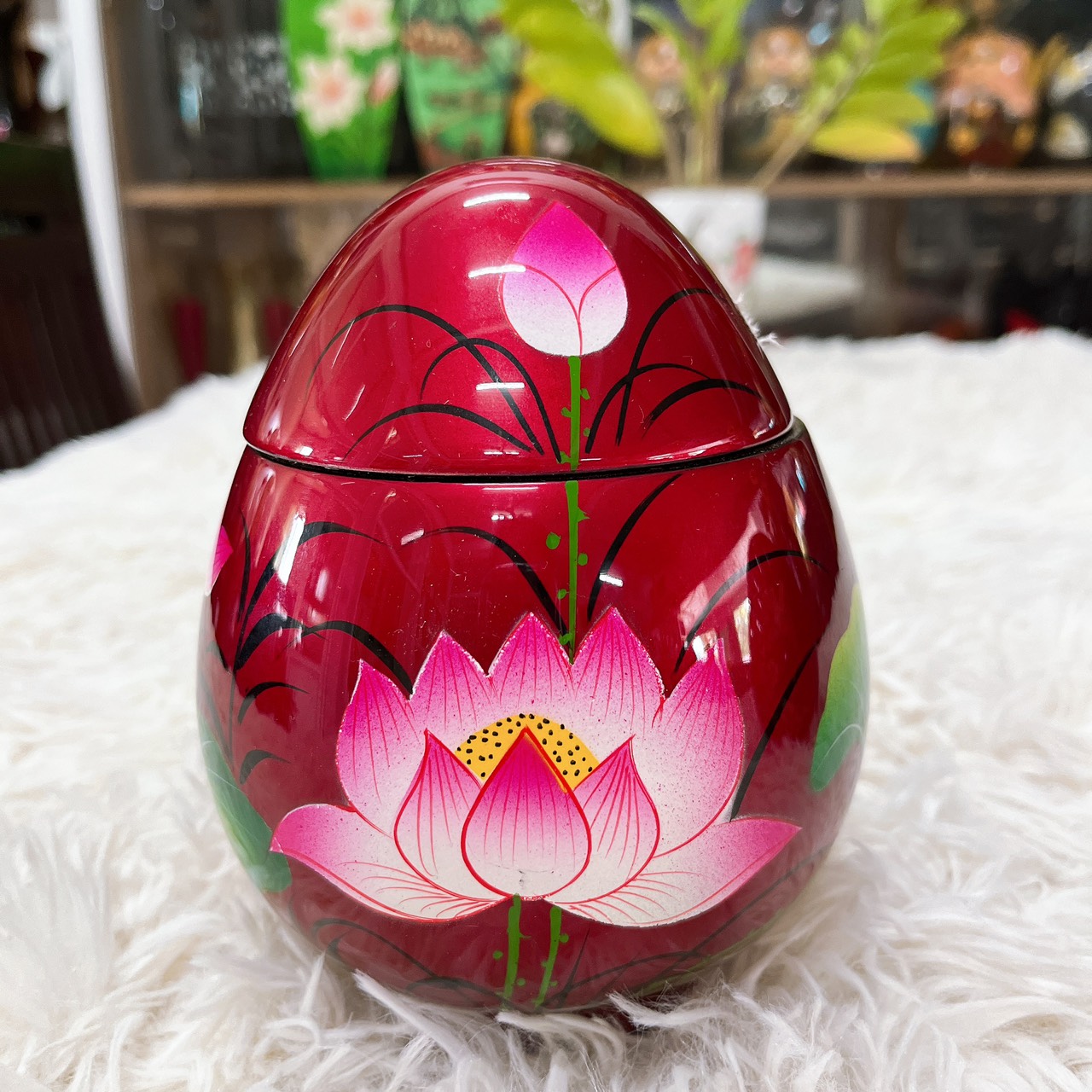 Hủ trứng sơn mài cao cấp đa dạng màu sắc thích hợp đựng đồ vật nhỏ, bánh kẹo, làm quà tặng