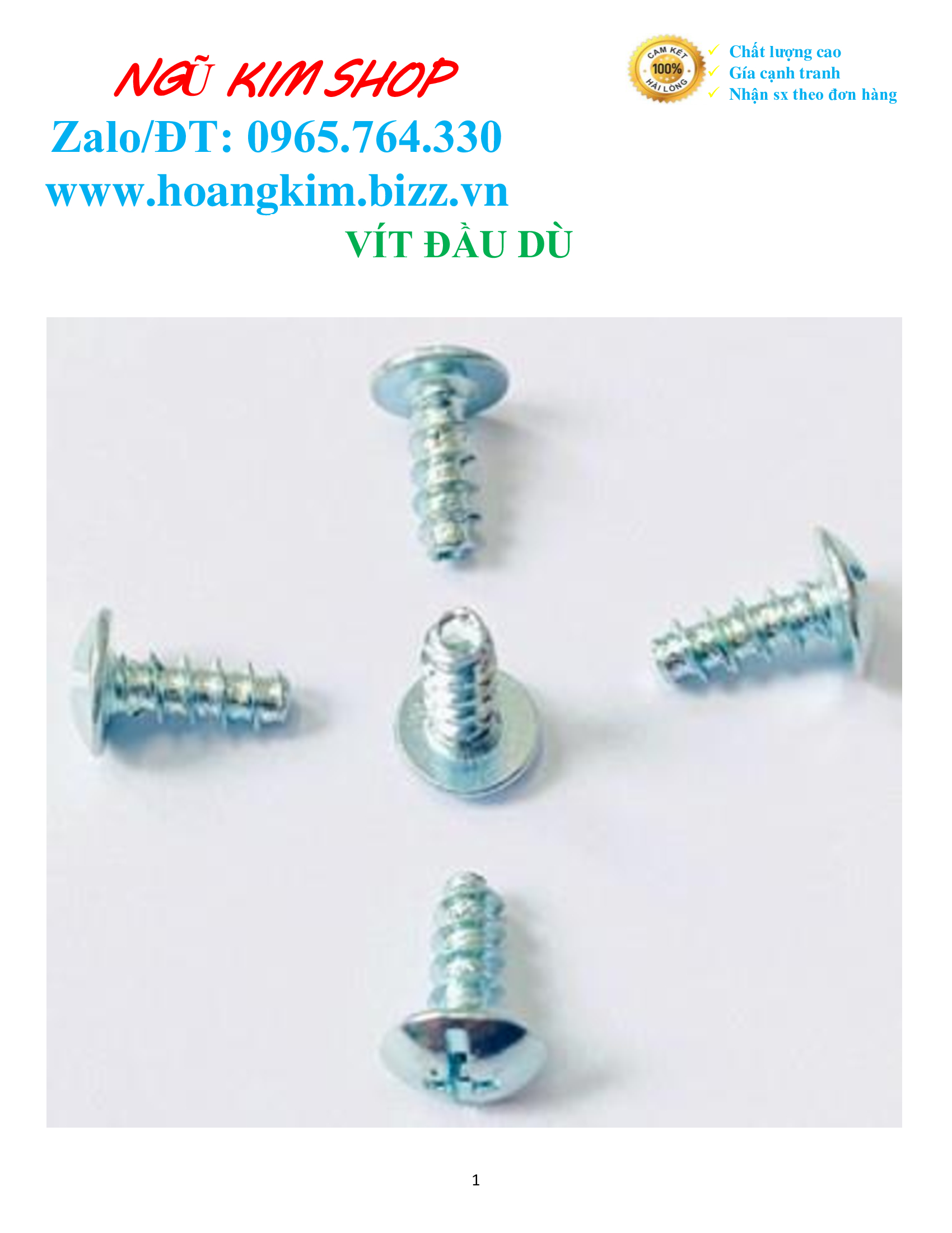 VÍT ĐẦU DÙ MŨI BẰNG M3, M5