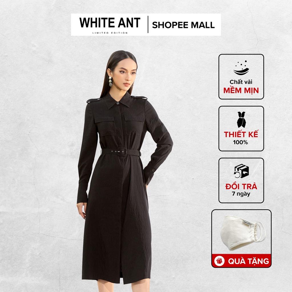 Đầm Dáng Suông Nữ WHITE ANT RABATIT SHIRT DRESS Thiết Kế Cổ Đức Có Cá Vai, Chất Liệu Linen Rayon Mịn Nhẹ 120400051