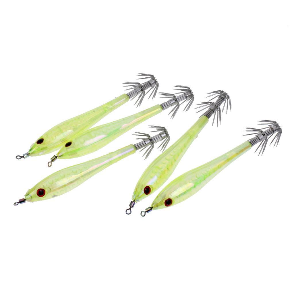 15pcs Noctilucent Squid Lures Cuttlefish Saltwater Fishing Lure Hook Bait