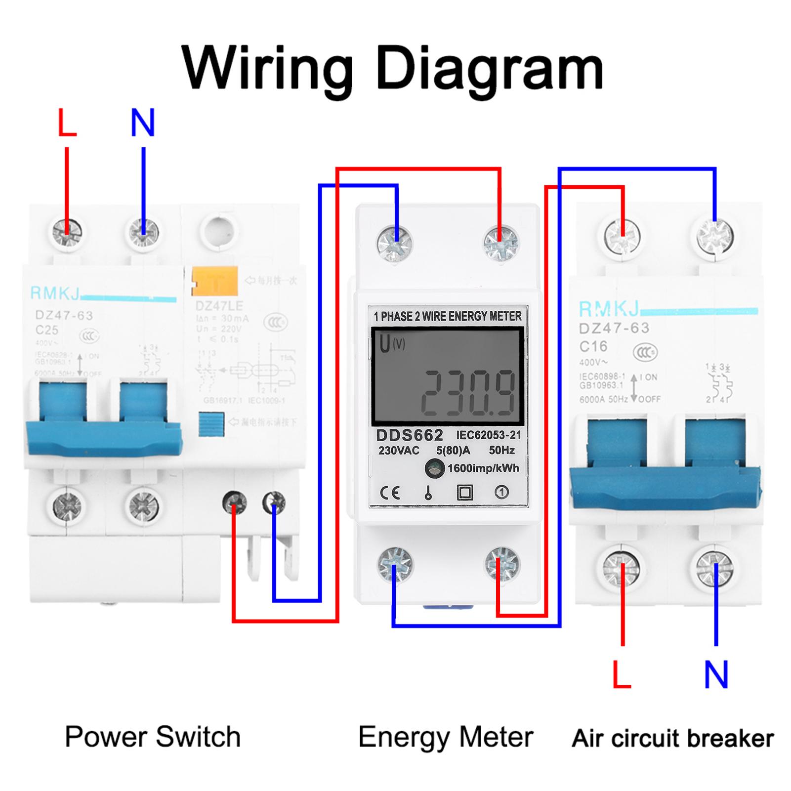 AC 230V Single Phase Energy Meter Without Backlight DDS662