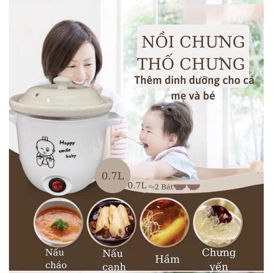 Nồi chưng yến,tiềm, nấu cháo, hầm,soup đa năng bằng điện 0.7L- Nồi.chưng yến