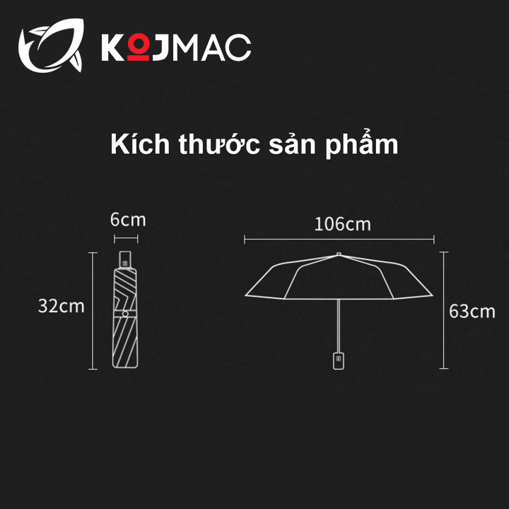 Ô Dù Tự Động Đóng Mở 2 Chiều KOJMAC Umbrella Smart- Hàng Nhập Khẩu ( Đẳng Cấp Tùy Chọn: Gấp Ngược Đi Ô tô Xe Hơi, Xếp Gọn Cao Che Mưa Thông Minh, Size Lớn 10 &amp; 12 Nan, Hai Lớp Chống Nắng UV ... Rất Thời Trang )