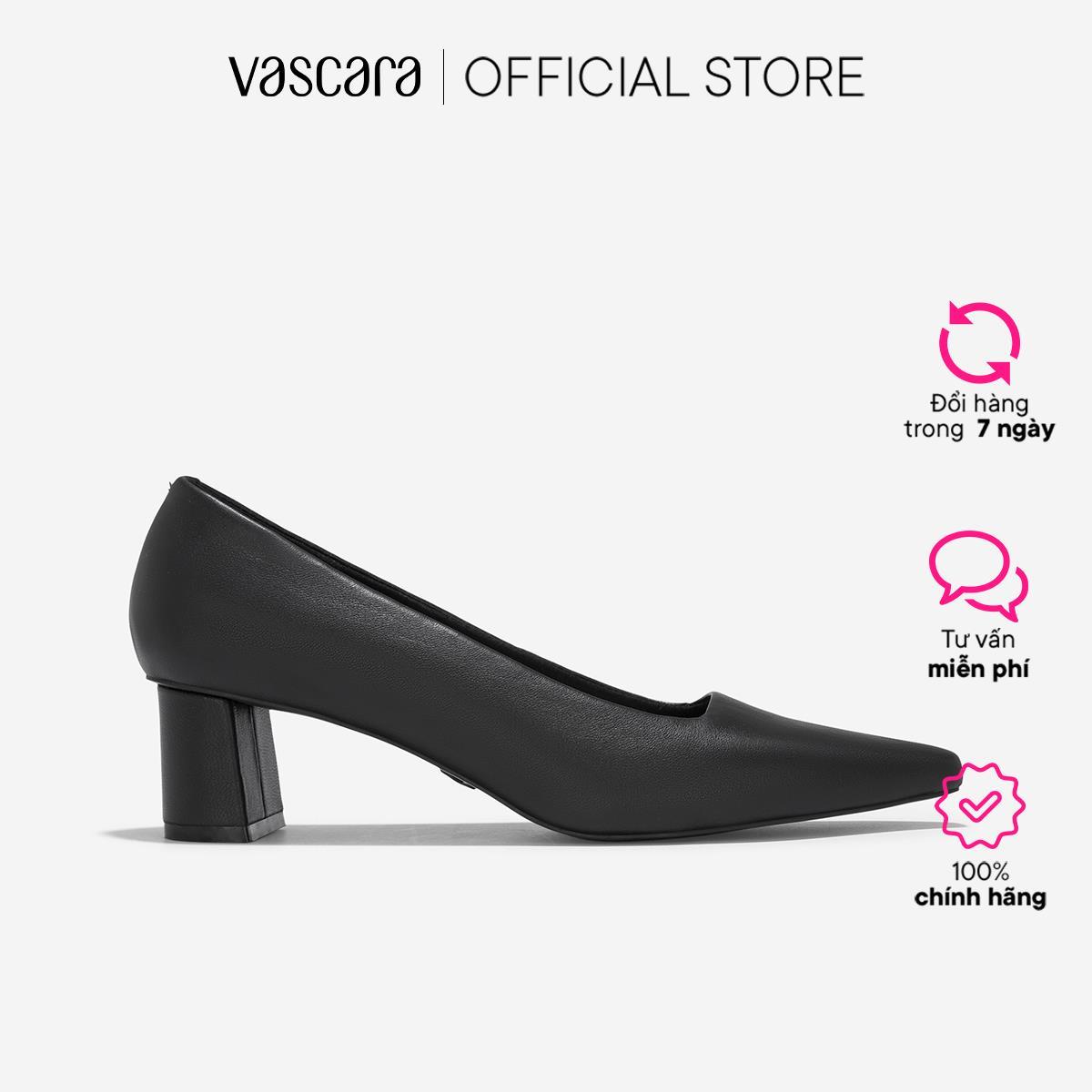 Giày bít mũi block heel da thật - BMN 0636
