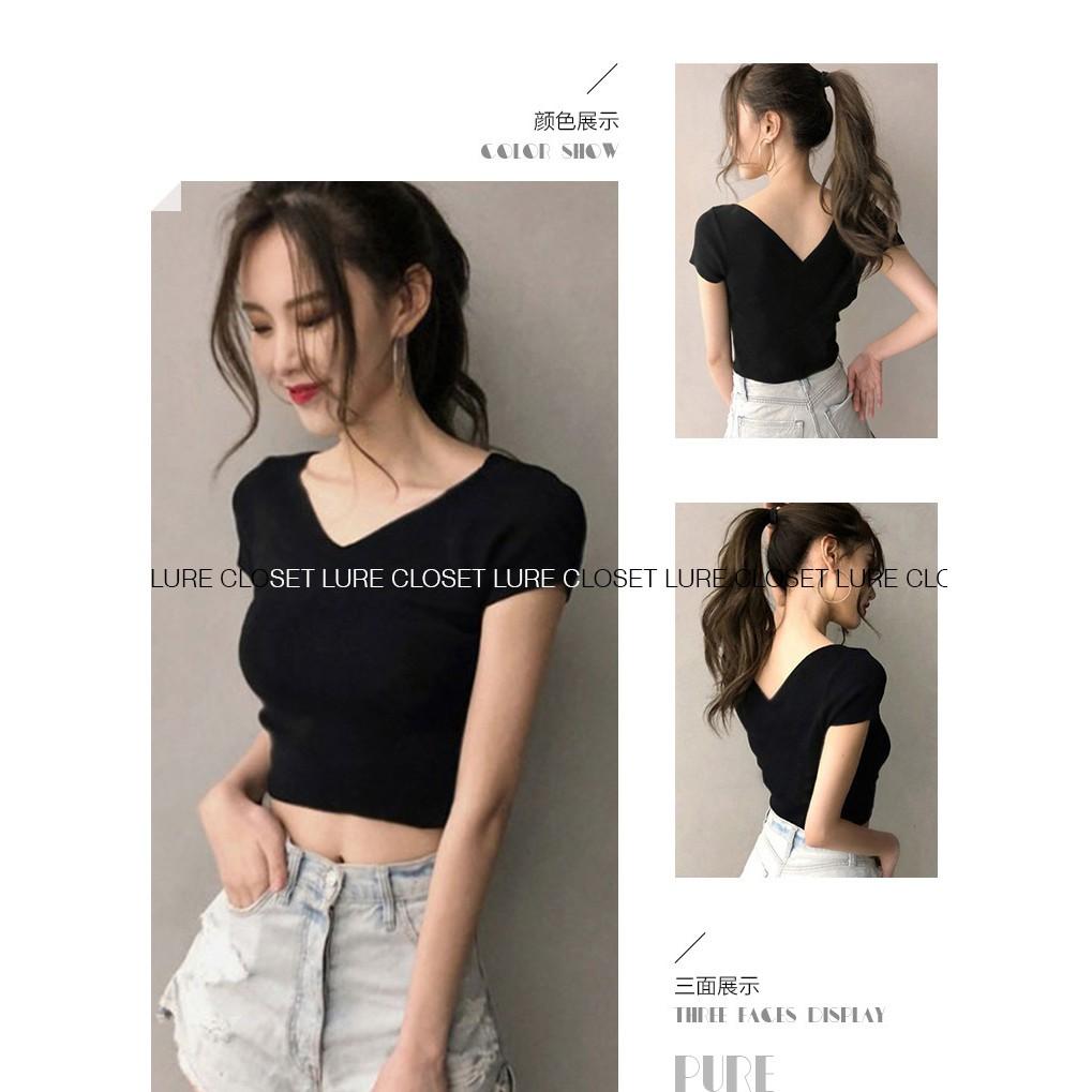 Áo Thun croptop cổ hình trái tim