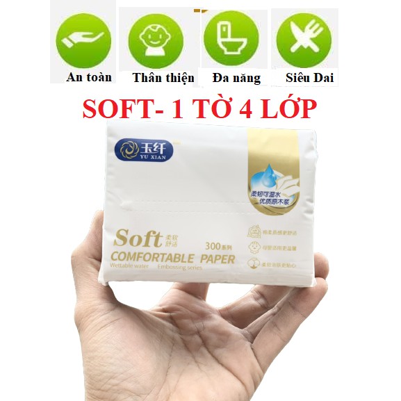 Combo 10 Gói Khăn Giấy Rút SOFT Siêu Dai 300 Tờ Màu Trắng