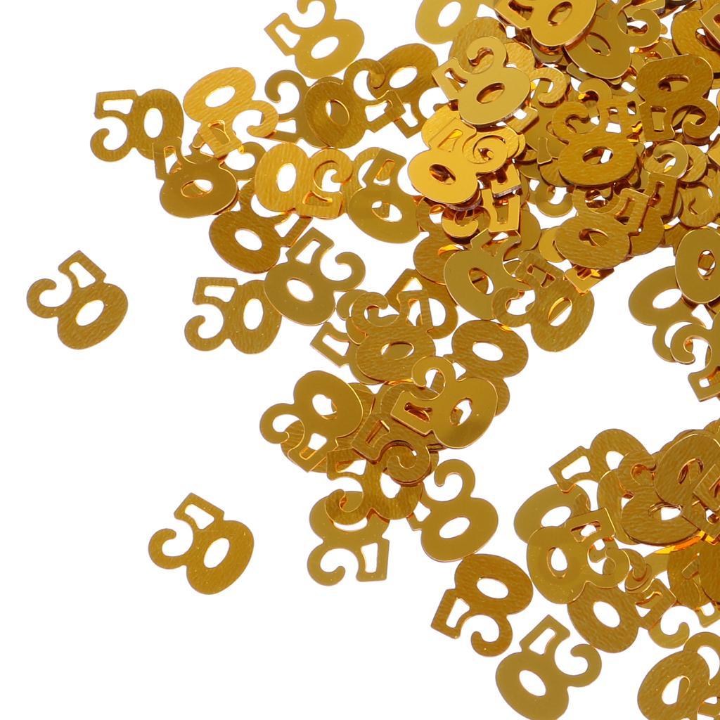 2X Table Confetti Age Birthday Party Wedding Anniversary Table Confetti Gold 50