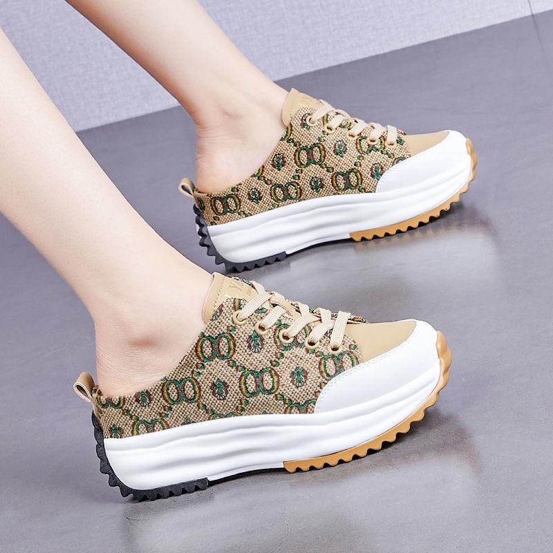 Giày vải canvas đính sequin màu sắc giản dị dễ phối đồ dành cho nữ