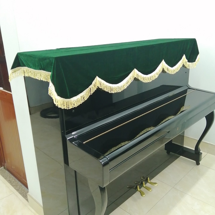 Khăn phủ đàn Piano cơ nhung xanh rêu