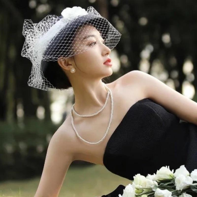 N169 dây chuyền handmade hạt ngọc tròn chập đôi 140cm hạt 6mm
