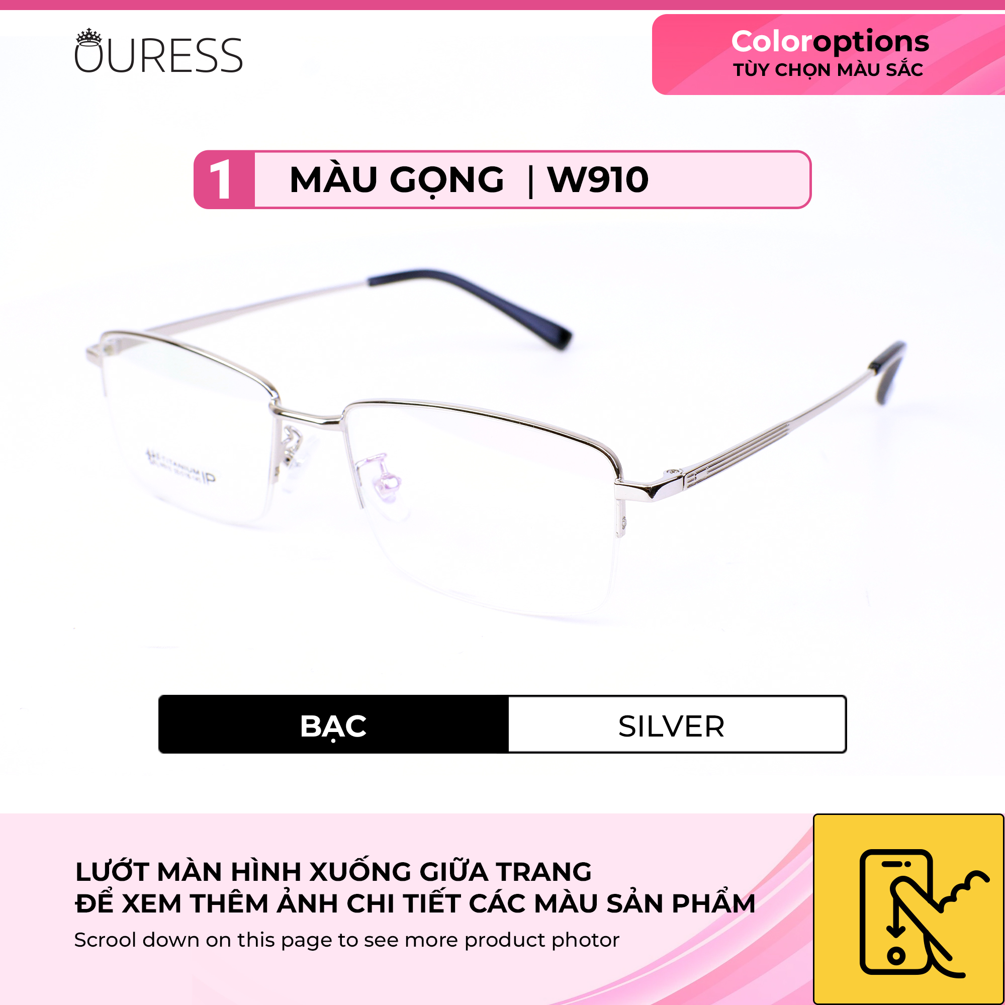 GỌNG KÍNH TITAN W MEN CHẤT LIỆU VƯỢT TRỘI SIÊU NHẸ SIÊU BỀN – W910